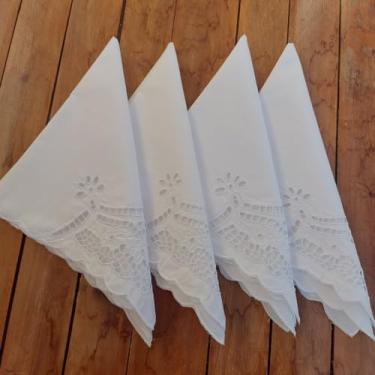 Imagem de Kit Com 6 Guardanapos em Renda, Kit de Guardanapos Artesanais para Mesa, Algodão e Linho, Elegante e Sofisticado para Eventos Formais e Casuais