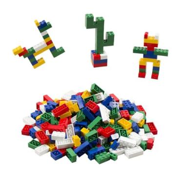 Imagem de Brinquedo de Montar Blocos Plásticos Coloridos Infantil Interativo Formas Quadrado e Retângulo