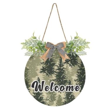 Imagem de YETTASBIN Placa de boas-vindas para árvore de Natal, placa de parede à prova d'água, guirlanda decorativa de alpendre para inauguração de casa, quintal, jardim, decoração de férias, 30 x 30 cm