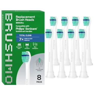 Imagem de Brushmo Cabeças de escova de dentes de substituição de tamanho compacto compatíveis com Philips Sonicare ProResults HX6023 Limpeza superior, melhor saúde das gengivas, cabeças menores para áreas