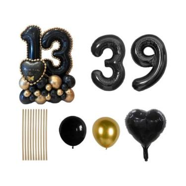 Imagem de Conjunto De Balões De Alumínio Em Forma De Coração Preto Para Decoraçã