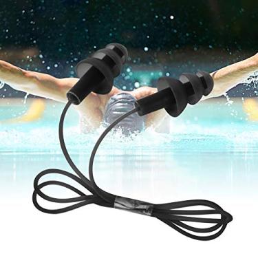 Imagem de Generic Tampões Auriculares Com Fio de Silicone Macio à Prova D'água para Prevenção de Ruído Protetor Auricular de Natação para Proteção Higiênica para Pessoas Alérgicas/Preto/Laranja 1 par (#2)