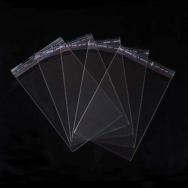 Imagem de 100 unidades de sacos de celofane, retangulares transparentes, autoadesivos, resseláveis, plásticos, sacos de vedação para doces, pequenos sinos, joias, presentes decorativos, 15,5 x 9 cm