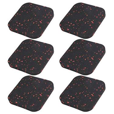 Imagem de KIMISS Apto para Esteira de Esteira-6 Peças de Borracha para Exercícios, Equipamento de Exercício, Tapetes de Almofada de Isolamento Acústico para Academia e Uso Doméstico (Preto Vermelho)