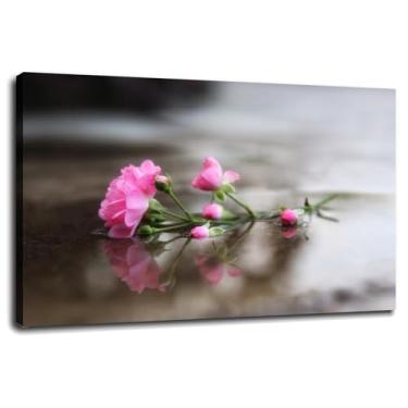 Imagem de Flores rosas impressões em tela plantas água pôster arte de parede para casa 1 peça decorações com moldura 30,5 x 20,3 cm