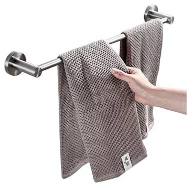 Imagem de Toalheiro de banheiro, acabamento escovado, suporte de toalha duplo, aço inoxidável, toalheiro montado na parede