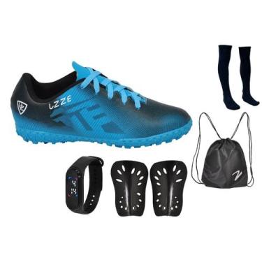 Imagem de Chuteira Society Adulto Gramado Sintético Sosaite + Relógio Caneleira 