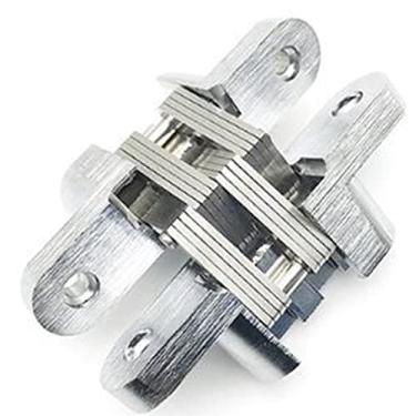 Imagem de 2 peças dobradiças ocultas de aço inoxidável dobradiça de porta dobrável invisível 180 graus dobradiças ocultas de porta cruzada para armário de porta de portão dobradiças de ferragens para casa (cor