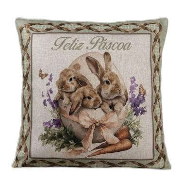 Imagem de Almofada De Páscoa Rustic Line Família Coelho 499172 40cm