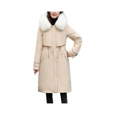 Imagem de Jaqueta Feminina De Algodão Com Capuz Estilo Coreano, Parka De Comprim