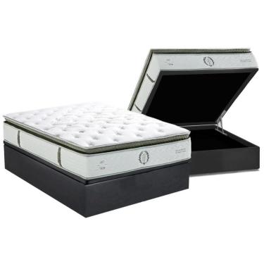 Imagem de Conjunto Box Baú Casal: Colchão Molas Ensacadas Imperatore Gold Pillow Top + Base Crc Suede Gray