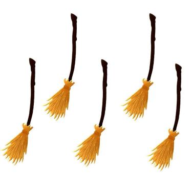 Imagem de Aplique Para Lembrancinha Halloween Vassoura De Bruxa - 5 Unidades