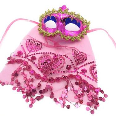 Imagem de Máscara de cosplay, capa de meia face de plástico para festas, rosa H 