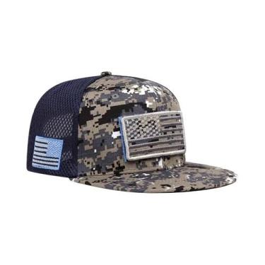 Imagem de Boné De Beisebol Com Bandeira Dos EUA Bordada Em Malha, Estilo Hip Hop