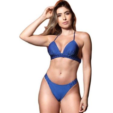 Imagem de Biquíni Com Bojo Tranças Tendência 2021 Moda Praia - Kosh, Azul, Femin