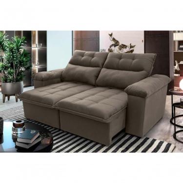 Imagem de Sofá Retrátil Reclinável Verona 1,50m Suede Velut Marrom Claro Molas No Assento - King...