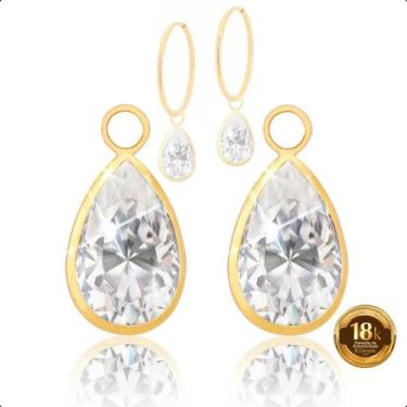 Imagem de Pingentes Para Brinco Em Ouro 18k Gota 8mm - Sofistgold Joias, Branco