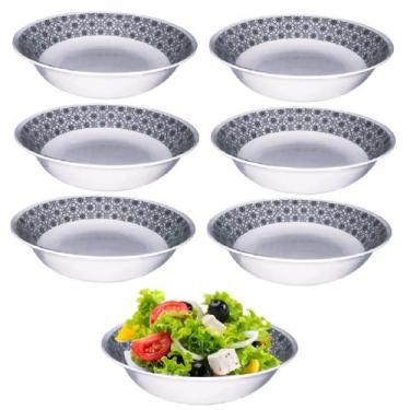Imagem de 6 Saladeiras Tigela Bowl Melamina Grande Preta Decorada 1L - Sk