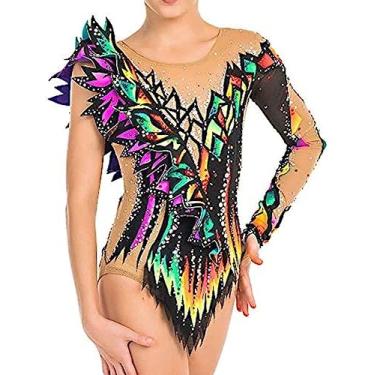 Imagem de Collant De Ginástica Rítmica Roxo, Feminino, Menina, Secagem Rápida, Respirável, Manga Comprida, Roupas De Patinação, Alta Elasticidade, Competição Profissional, Vestido De Patinação Artística,Rox