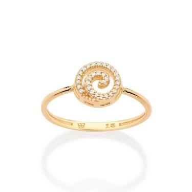 Imagem de Anel Skinny Espiral Banhado Ouro Zircônia Rommanel 513456, 14, Dourado