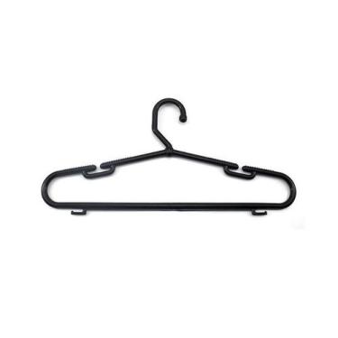 Imagem de Cabide Plástico Cavado Fixo Gaucho Preto 43cm (005698) - Bell