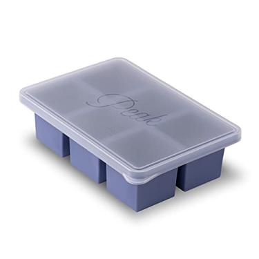 Imagem de W&P Bandeja de freezer de silicone cubos de copo com tampa, azul, faz 6 porções perfeitas de 1 xícara, congelar e armazenar sopa, caldo, molho, sobras, pode ser lavada na lava-louças