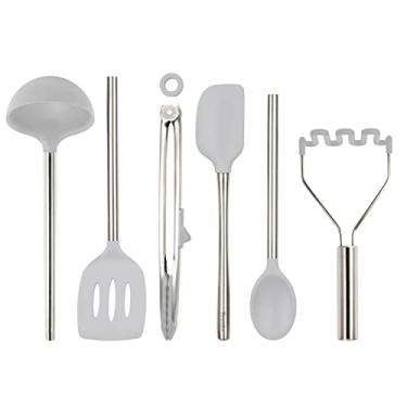 Imagem de Tovolo Conjunto de 6 utensílios de silicone para preparação de refeições, cozinhar, assar e mais – cinza ostra