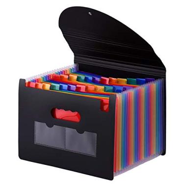 Imagem de KKcare Pasta de arquivo expansível de 24 bolsos com capa Accordian File Organizer A4 Tamanho Carta Organizador de Documentos Rainbow Color para Home Office School