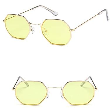 Imagem de Óculos de sol de metal poligonal feminino retrô armação pequena óculos de sol feminino óculos de sol para homens lente oceano gafas de sol, 3, china