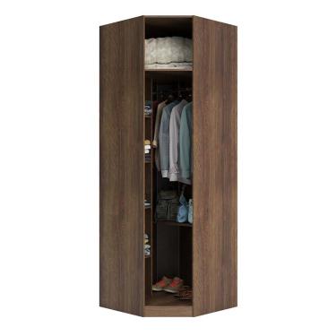 Imagem de Guarda Roupa Closet Aberto Canto Diagonal 5 Prateleiras 1 Cabideiro 83,8cm Prime Luciane Móveis - Nogueira Dourado