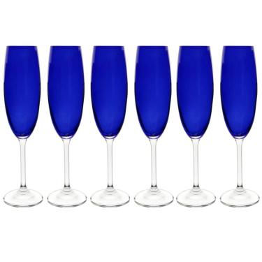 Imagem de Conjunto de Taças para Champanhe Bohemia Gastro 220ml Azul Cobalto - 6 Peças