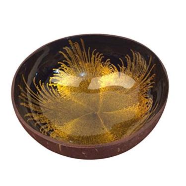 Imagem de Tigela de coco natural , tigela de armazenamento de casca de coco, suporte de doces, tigelas de servir, tigela de Açaí para cozinha dourada