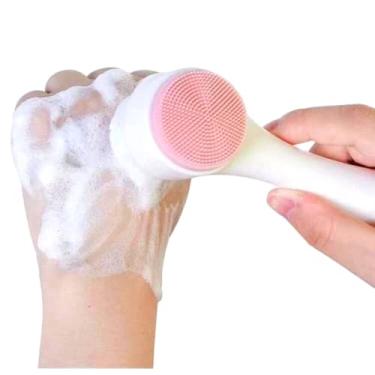 Imagem de Escova de limpeza facial 2 em 1 dupla face silicone escova de limpeza facial ferramenta de massagem