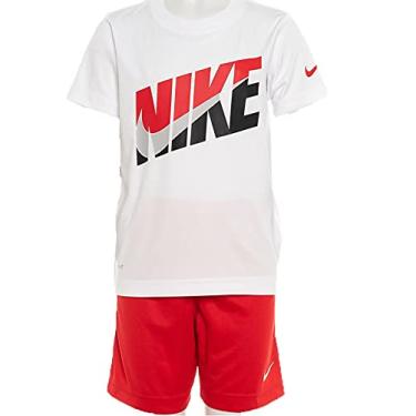 Imagem de Conjunto de 2 pe as de camiseta e shorts Dri-Fit para meninos da Nike, University Red(76G054-U10)/White, 6