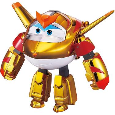 Imagem de Avião Transf. Dourado Super Wings 5 - Figura de Ação - Ideal p/ Crianças 3-5 anos