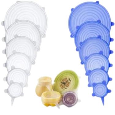Imagem de Kit 6 Tampas Panela Silicone Universal Reutilizável Elástica Alimentos Vasilha - NEXUS MARKET