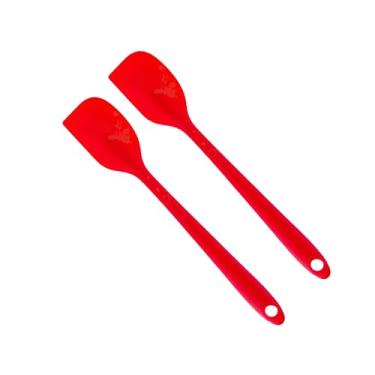 Imagem de Kit 2 Pçs Mini Espátula Raspador em Silicone Cozinha 21,5 cm Maciça Pão Duro Confeitaria(Vermelha)
