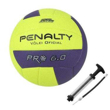 Imagem de Kit Bola de Vôlei 6.0 Pro X + Bomba De Ar Penalty, Branco