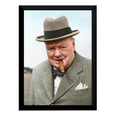 Imagem de Quadro Decorativo Colorizado Winston Churchill 42x29cm - Fanarte