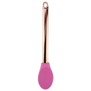 Imagem de Colher De Silicone Cabo Rose Gold Inox Utensilio Candy Color - Clink, 