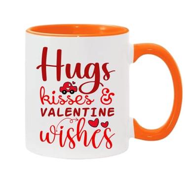 Imagem de SpreadPassion Caneca de café Hugs Kisses And Valentine Wishes, presente para namorado e namorada, ideia de presente de dia dos namorados, presente para marido e esposa, ideia de presente de