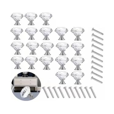 Imagem de FINYQBET Puxador de Gaveta de Vidro - 20 Peças, 30mm, Puxador de Cristal, Design Moderno para Cozinha, Banheiro e Escritório, Ideal para Decoração de Móveis