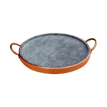 Imagem de Forma de Pizza em Pedra Sabão com Alça de Cobre 29,0 Cm