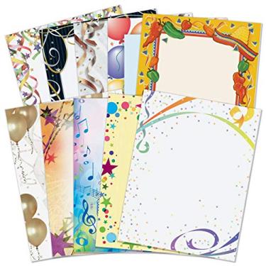 Imagem de Paperdirect Papel de papelaria com tema de confetes de balão de graduação para festa todos os dias, papel de borda, papel timbrado 21 x 28 cm, 100 folhas, papel de escrita premium elegante, papel