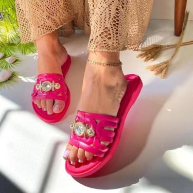 Imagem de Sandalia Feminina Veneza Strass Brilho Rasteirinha Antiderrapante Chin