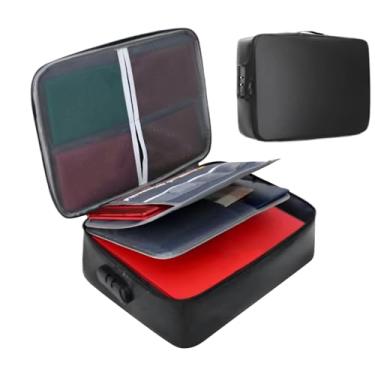 Imagem de Caixa à prova de fogo para documentos | Armário de arquivo com alça | Armário de arquivo trancável com alça de segurança à prova de fogo à prova d'água para joias passaporte