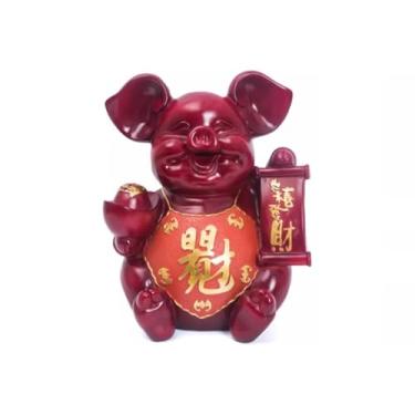 Imagem de ZABEES Cofrinho adulto extragrande porco da sorte cofrinho ornamentos de resina cofrinho com o significado de riqueza decorações de presente de inauguração de casa