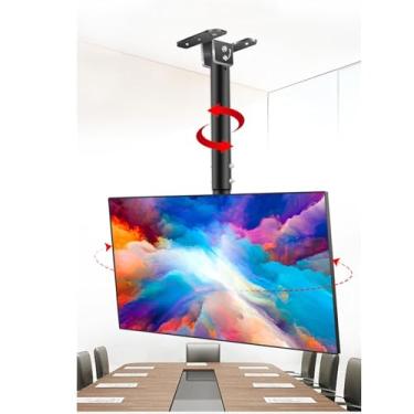 Imagem de Suporte de parede para TV de teto - Suporte de TV ajustável em altura e suporte de parede, suporte de TV inclinável e giratório, serve para TVs de 39 a 85 polegadas, máx. 600 x 400 mm, com carga de 80