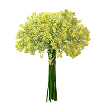 Imagem de Flores artificiais simulação de rosas buquês de casamento floral falso flor rosa flor de seda buquê amarrado à mão rosas flores artificiais flores artificiais (cor: amarelo, tamanho: Talla Única