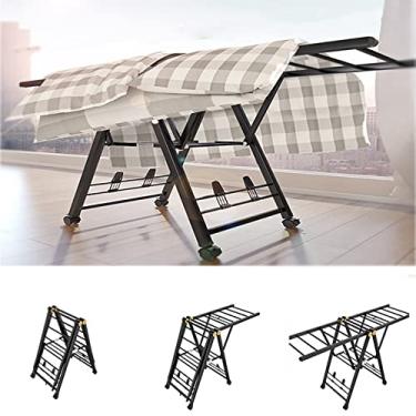 Imagem de LULUMAIC Suporte dobrável de liga de alumínio de 50 kg para roupas pretas, reorganize seu espaço de secagem na varanda com este cabideiro preto